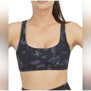 SPANX Sports Bra Blue Floral Low Impact Wide Comfort Straps M